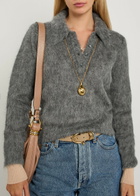 Chloe Brushed Knit Wool-blend Polo top Grey