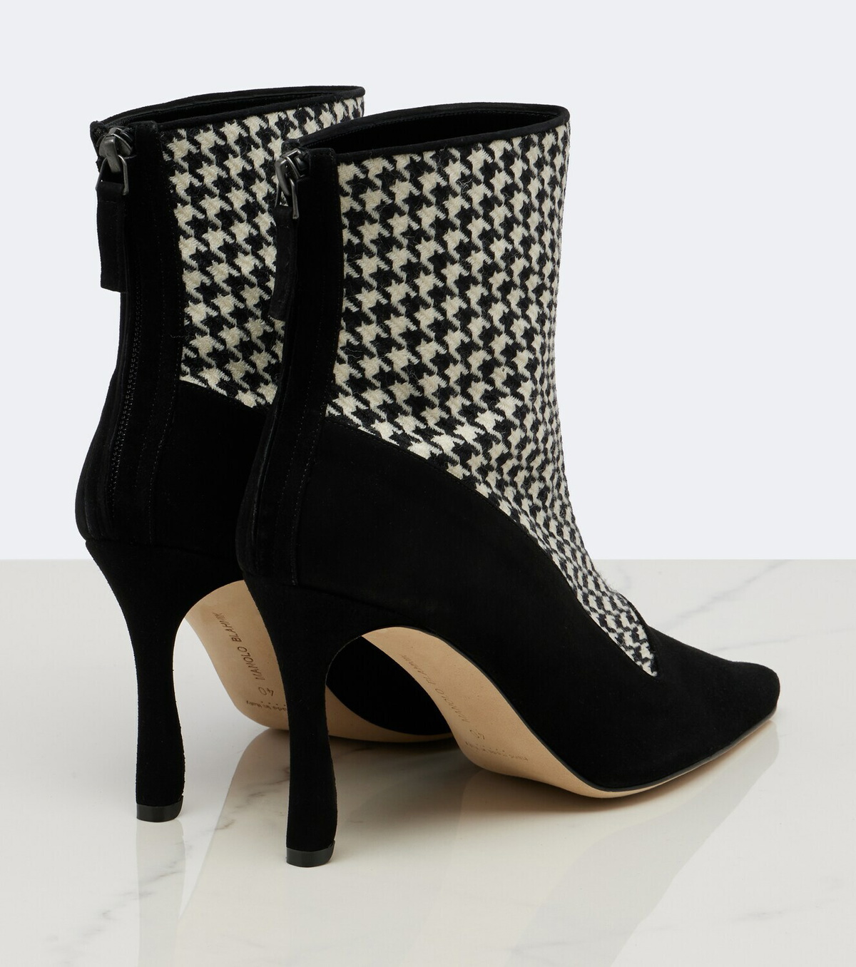 Manolo Blahnik Gosta houndstooth suede-trimmed ankle boots