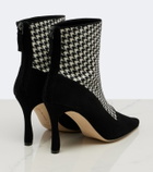 Manolo Blahnik Gosta houndstooth suede-trimmed ankle boots