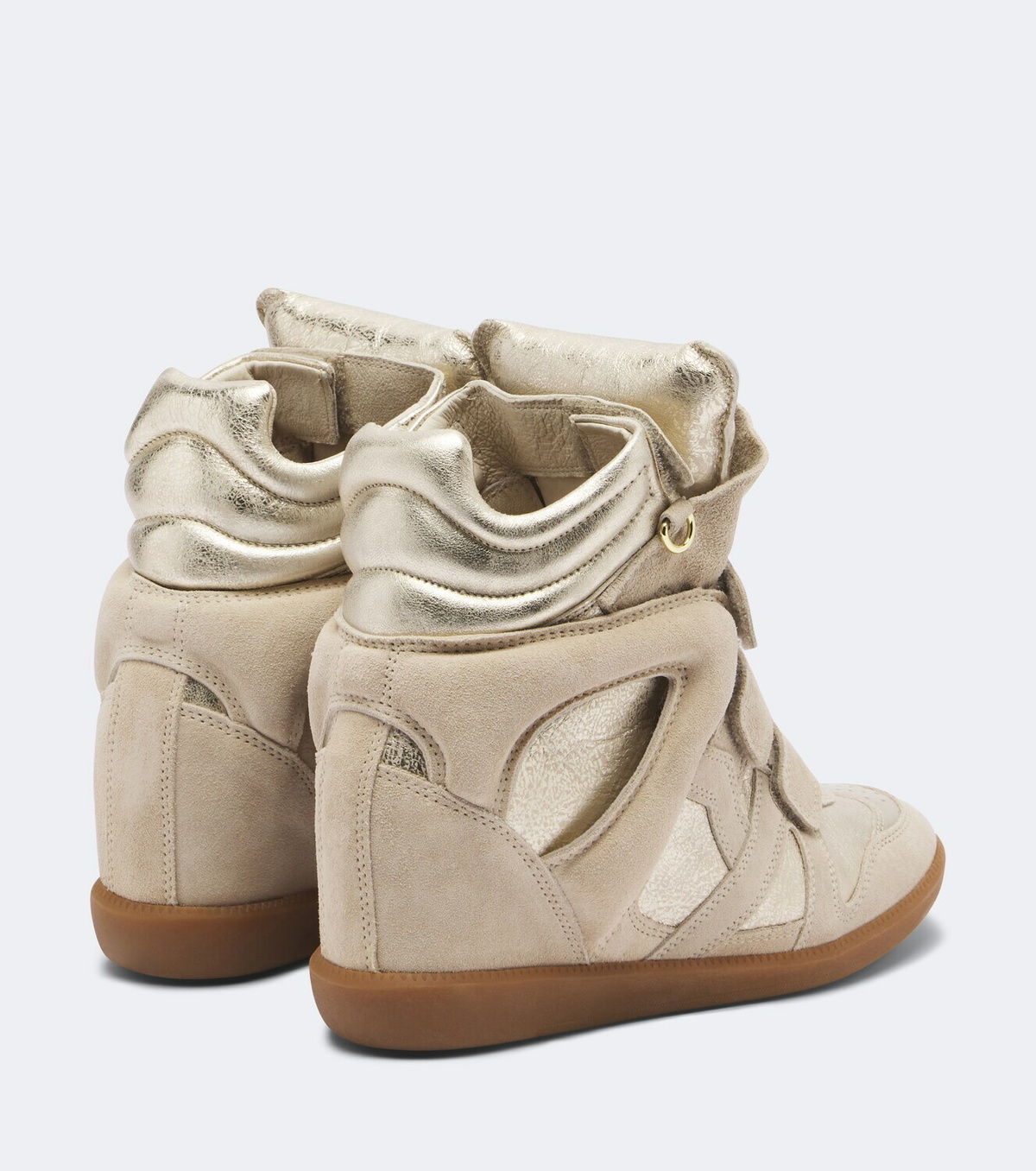 Isabel Marant Bekett metallic leather and suede wedge sneakers