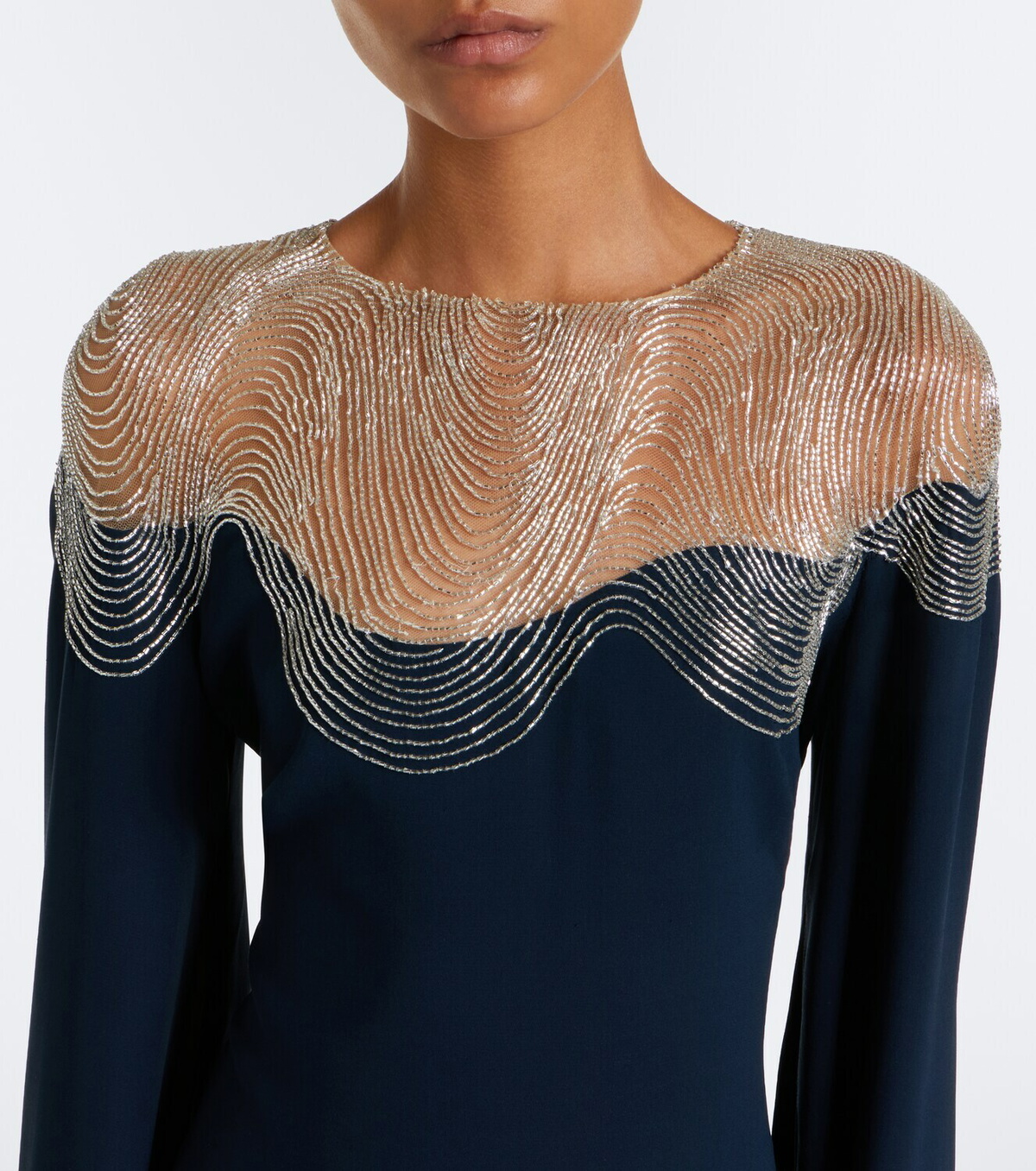 Oscar de la Renta Embellished silk-blend georgette gown