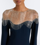 Oscar de la Renta Embellished silk-blend georgette gown