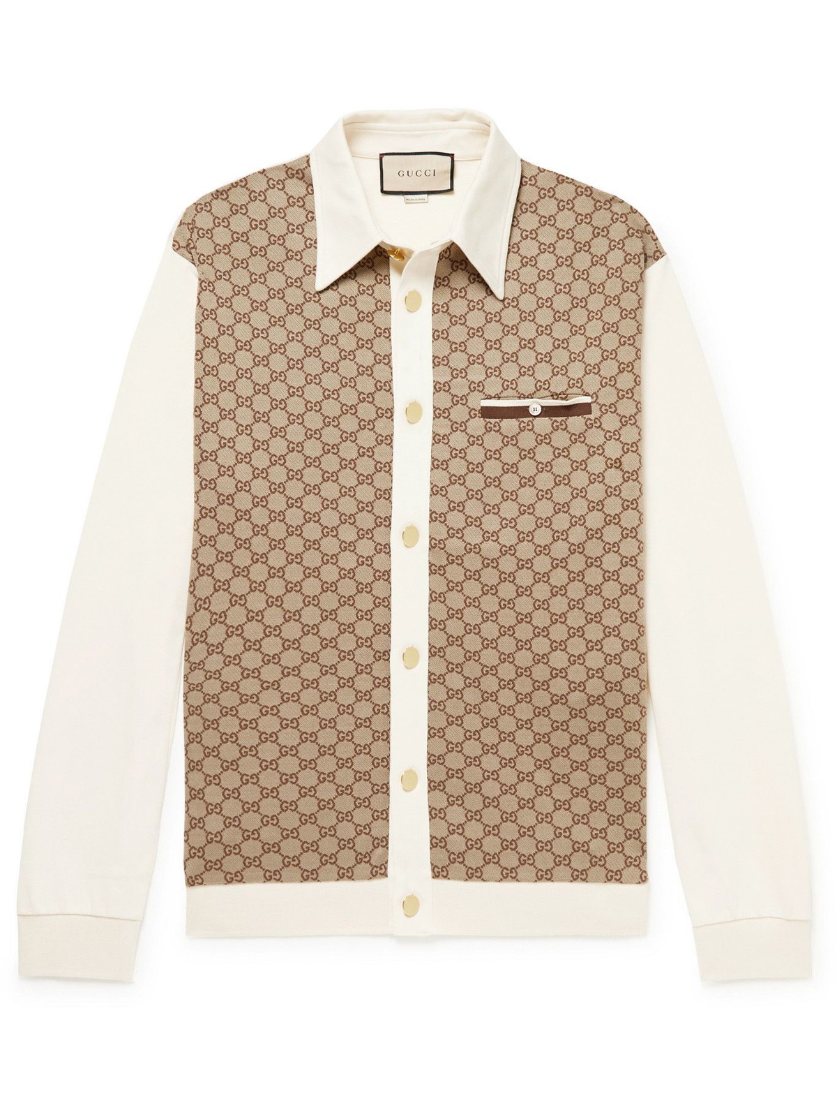 GG Jacquard Linen Blend Shirt in Beige - Gucci