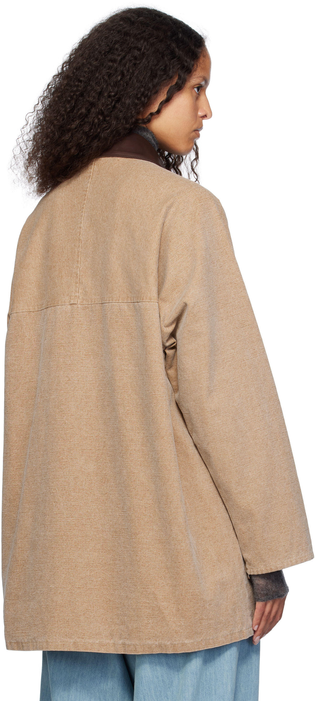AURALEE Brown Washed Organic Canvas Hunting Jacket Auralee