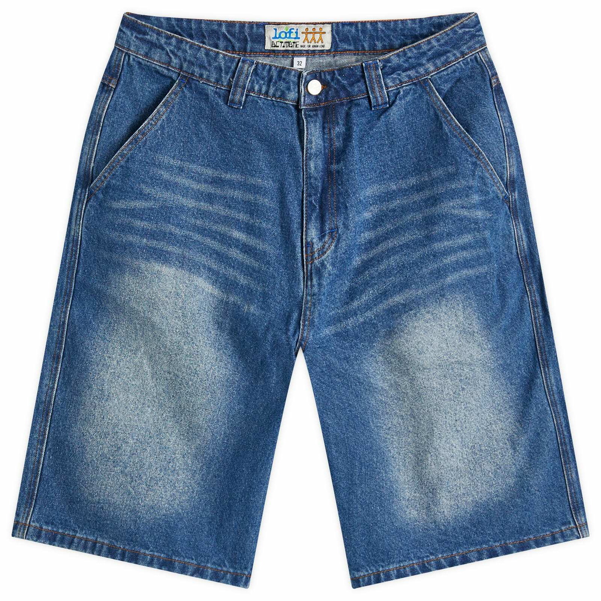 Lo-Fi Men's Activate Denim Shorts in Washed Dark Blue