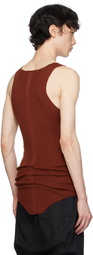 Rick Owens Brown Ribbed Tank Top