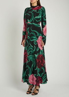LA Double J Gilda Floral-print Silk Maxi Dress Black