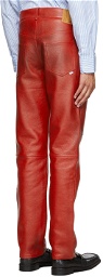 Martine Rose Red Leather Pants