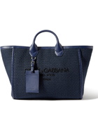 DOLCE & GABBANA - Logo-Embroidered Leather-Trimmed Cotton-Canvas Tote Bag