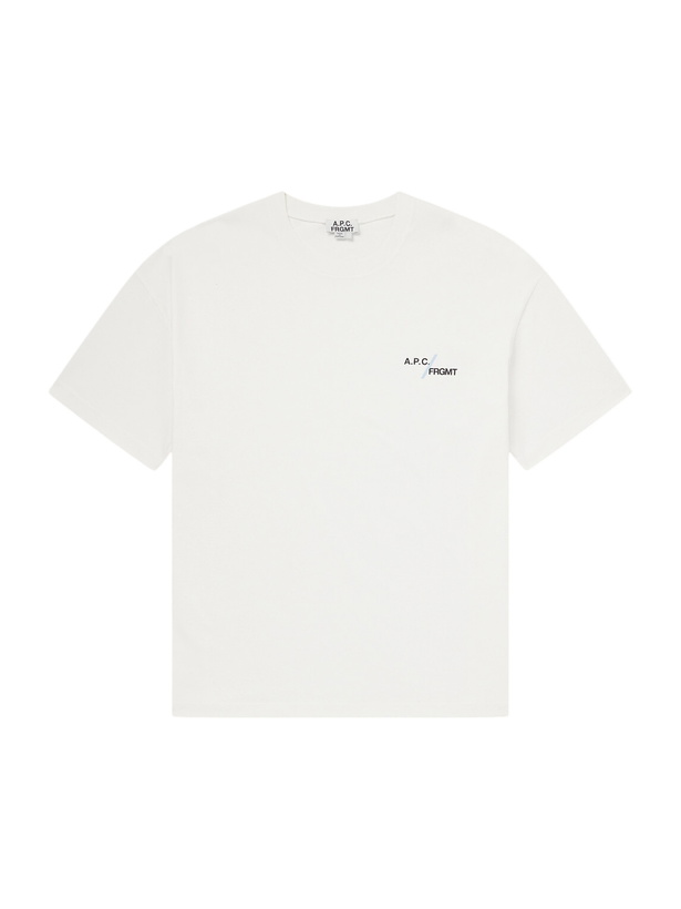 Photo: A.P.C. - Fragment Logo-Print Cotton-Jersey T-Shirt - White