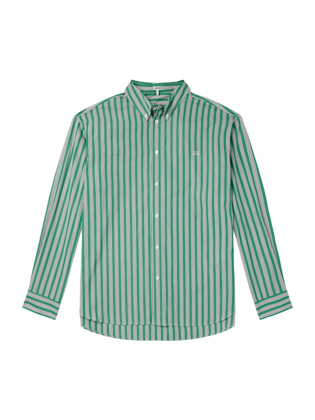 Photo: LOEWE - Striped Cotton-Poplin Shirt - Green