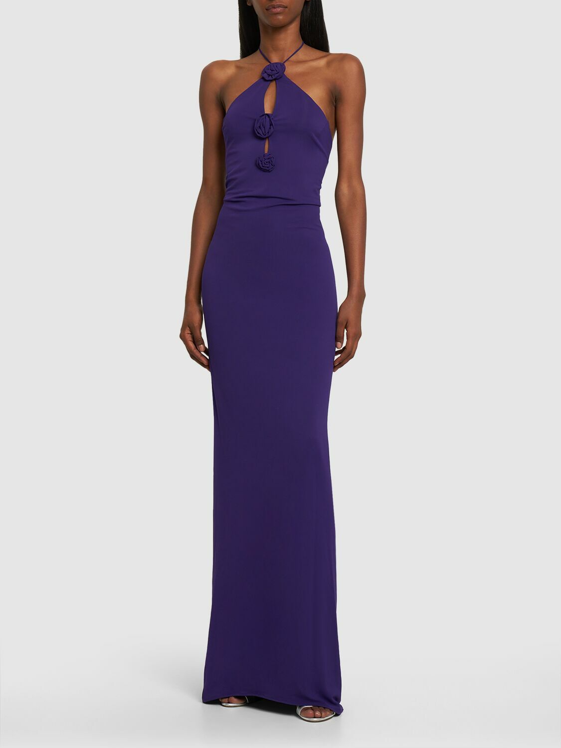 MAGDA BUTRYM - Long Jersey Halter Dress W/roses Magda Butrym MAGDA BUTRYM - Long Jersey Halter Dress W/roses Magda Butrym
