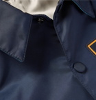 Valentino - Leather-Appliquéd Shell Varsity Jacket - Men - Navy