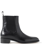 TOM FORD - Croc-Effect Leather Chelsea Boots - Black