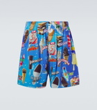 Balenciaga Printed satin shorts