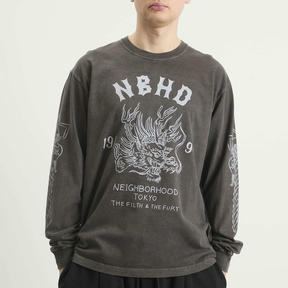 Neighborhood Men's LS-14 Souvenir Long Sleeve T-Shirt in Black