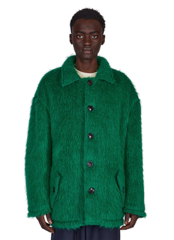 Photo: Faux Fur Fuzzy Jacket in Green