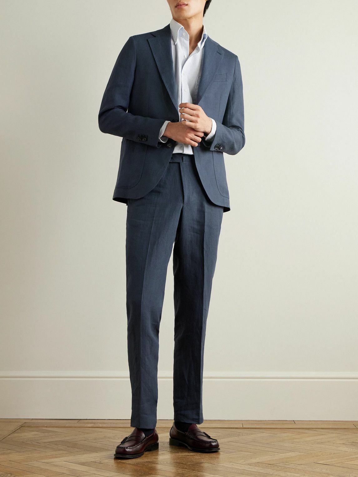 De Petrillo - Linen Suit Jacket - Blue De Petrillo