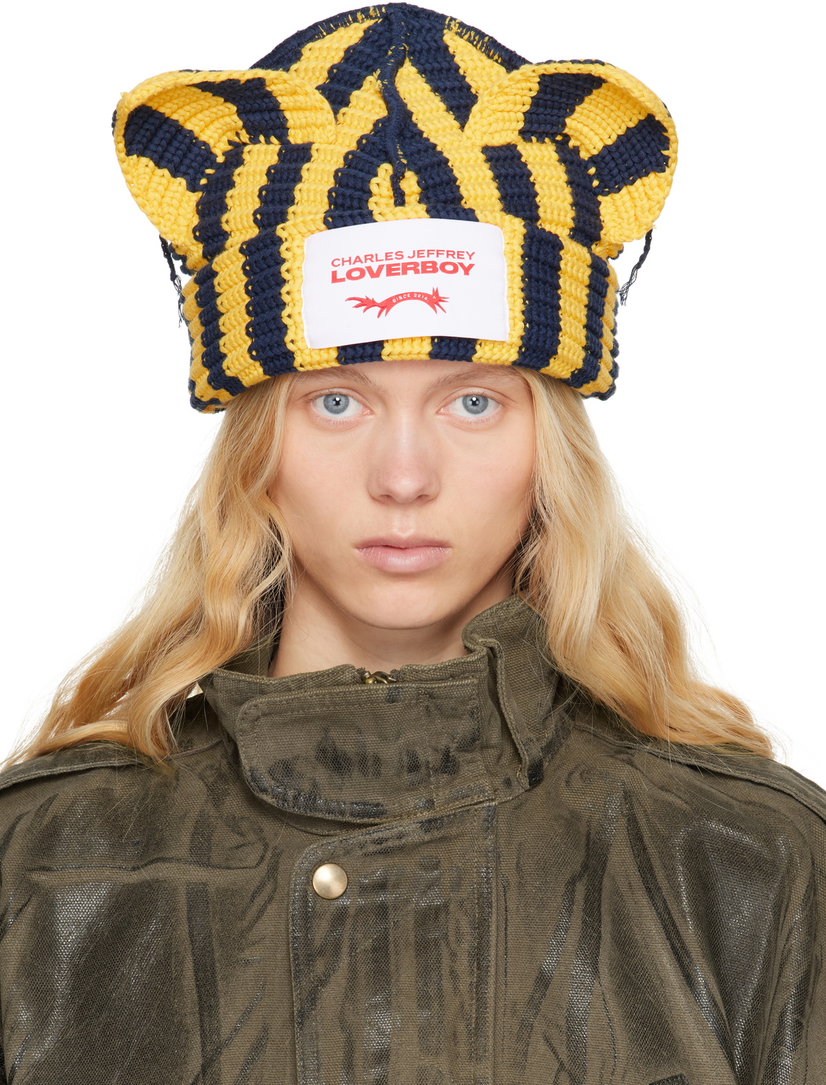 Charles Jeffrey LOVERBOY Black Chunky Punk Ears Beanie