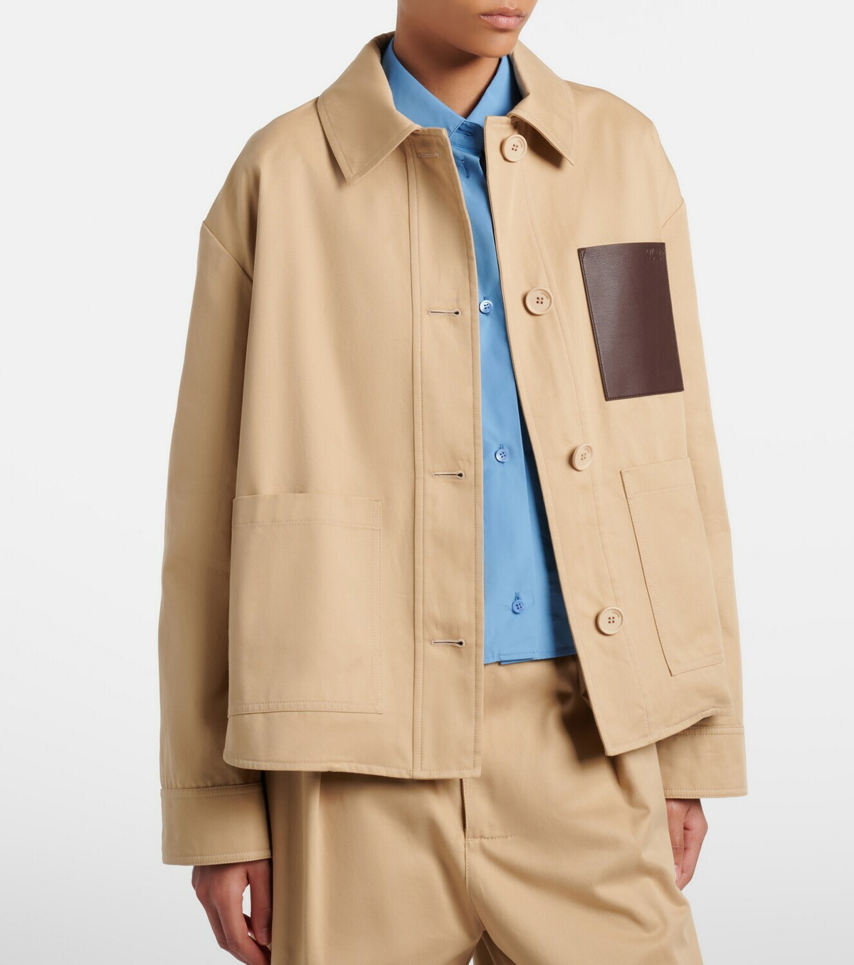 Loewe Leather-trimmed cotton jacket