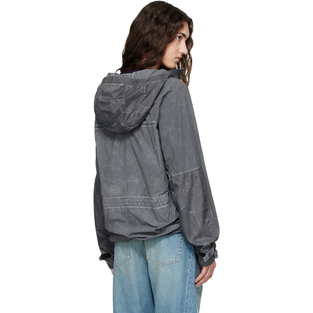 Stone Island Gray Q100035 Uneven Smerigliato & Canvas Anorak