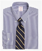 Brooks Brothers Men's Traditional Extra-Relaxed-Fit Dress Shirt, Non-Iron Bengal Stripe | Blue/White