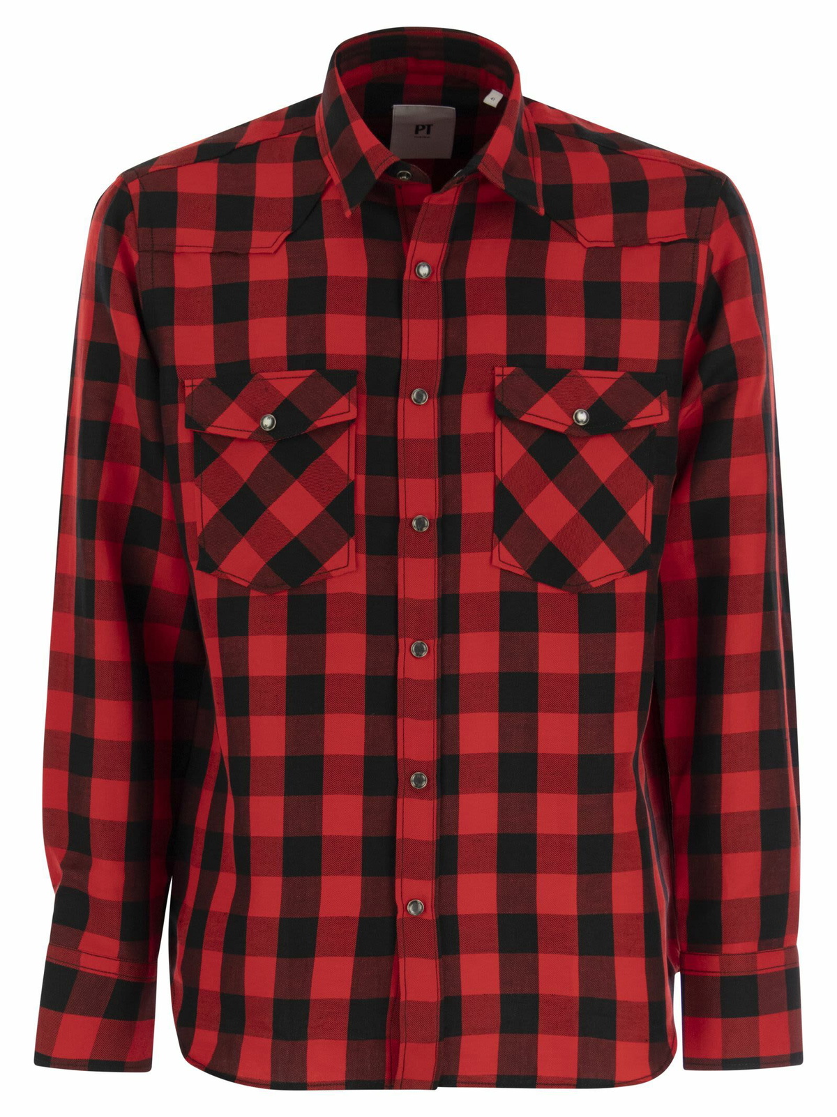 Tシャツ・カットソー PT TORINO Checked shirt in cotton and linen blend PT Torino Checked Shirt In Cotton And Linen Blend PT Torino
