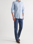 Canali - Striped Cotton and Linen-Blend Shirt - Blue