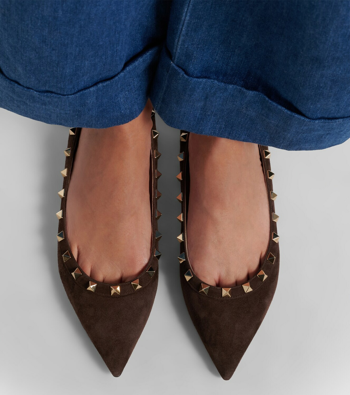 Valentino Garavani Rockstud suede ballet flats