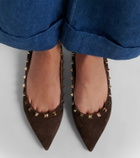 Valentino Garavani Rockstud suede ballet flats