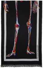 Alexander McQueen Black Skeleton Wool Scarf