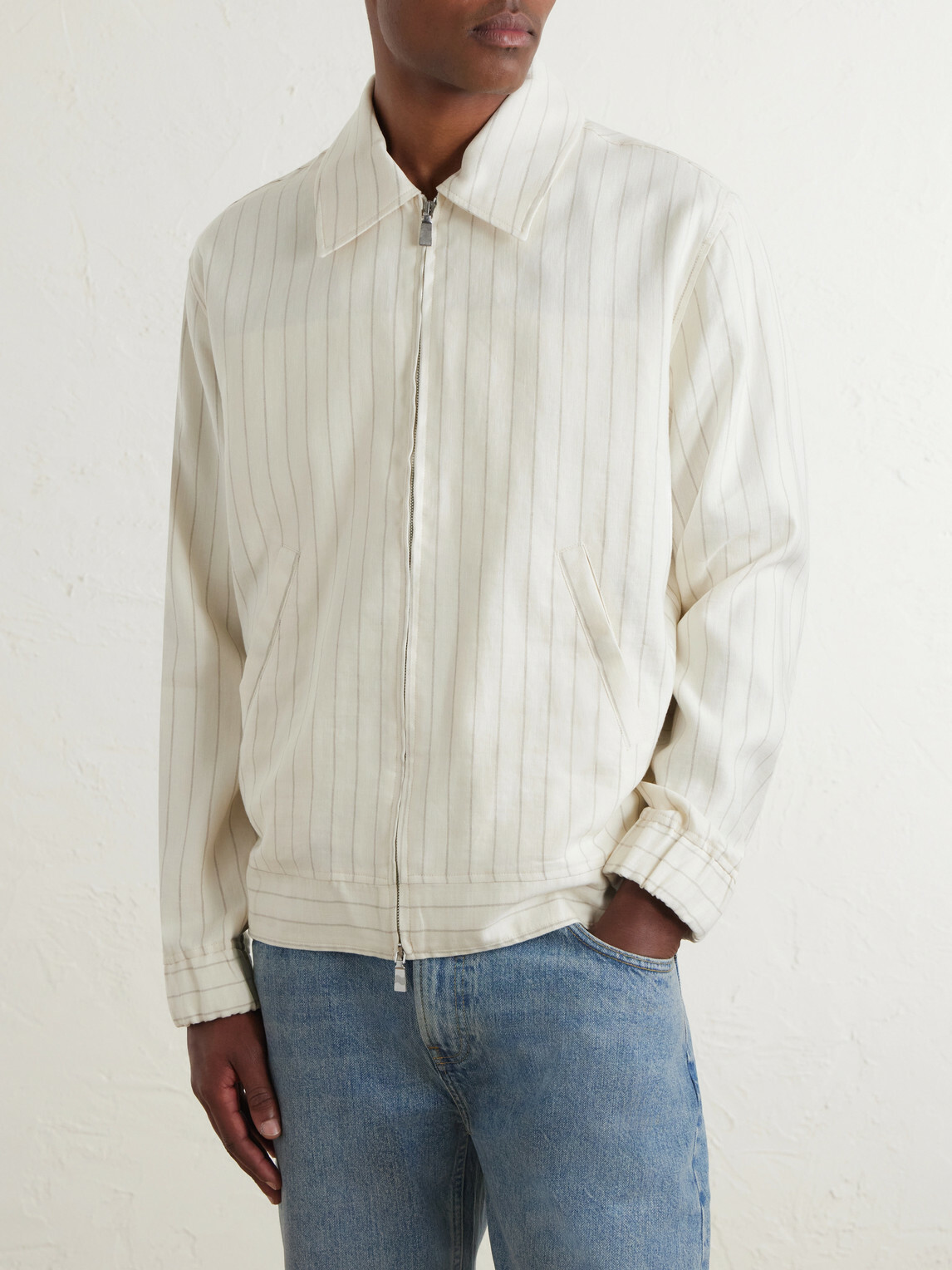 Frescobol Carioca - Tomas Striped Linen and Cotton-Blend Blouson Jacket - Neutrals