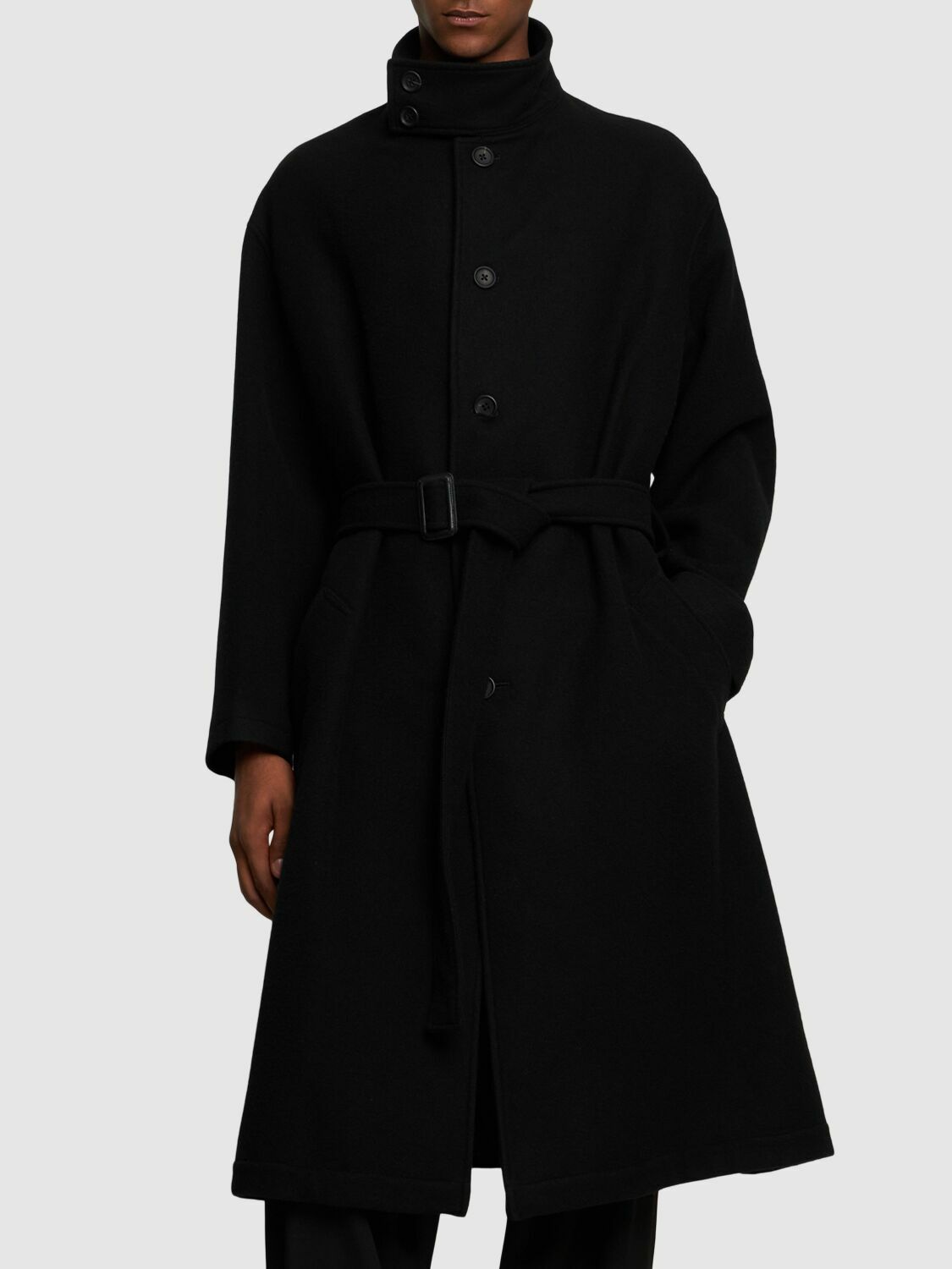 YOHJI YAMAMOTO J-stand Collar Wool Blend Coat Yohji Yamamoto