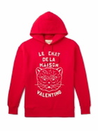 Valentino Garavani - Logo-Print Cotton-Jersey Hoodie - Red