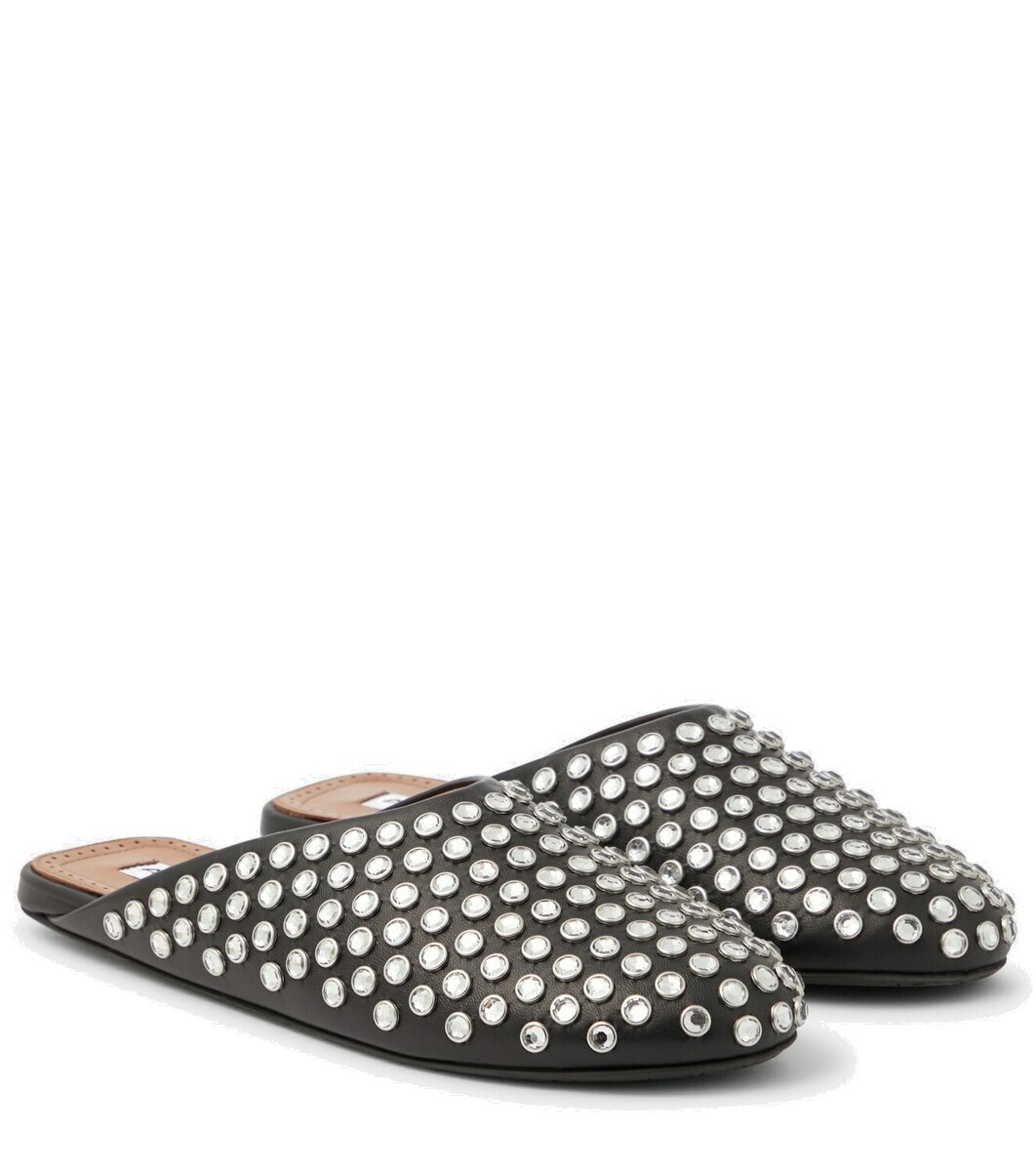 Alaïa Crystal-embellished leather mules ALAÏA