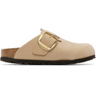 Birkenstock Beige Narrow Boston Big Buckle Slip-on Loafers