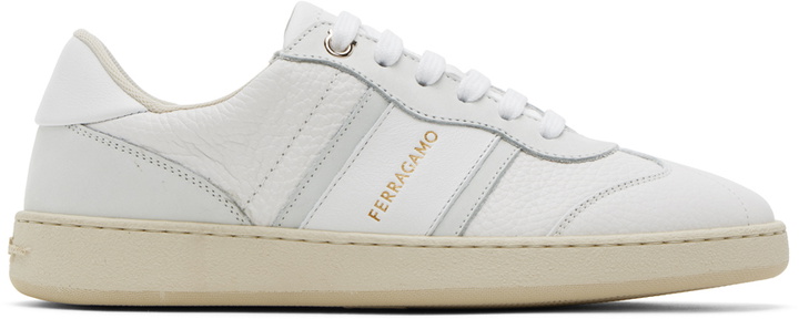 Photo: Ferragamo White Achille 1 Sneakers