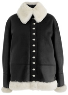 Loewe Womens Black & White Shearling Leather Jacket UK8/S White And Black