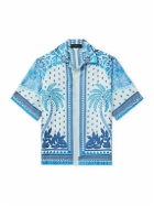 AMIRI - Camp-Collar Printed Silk-Twill Shirt - Blue