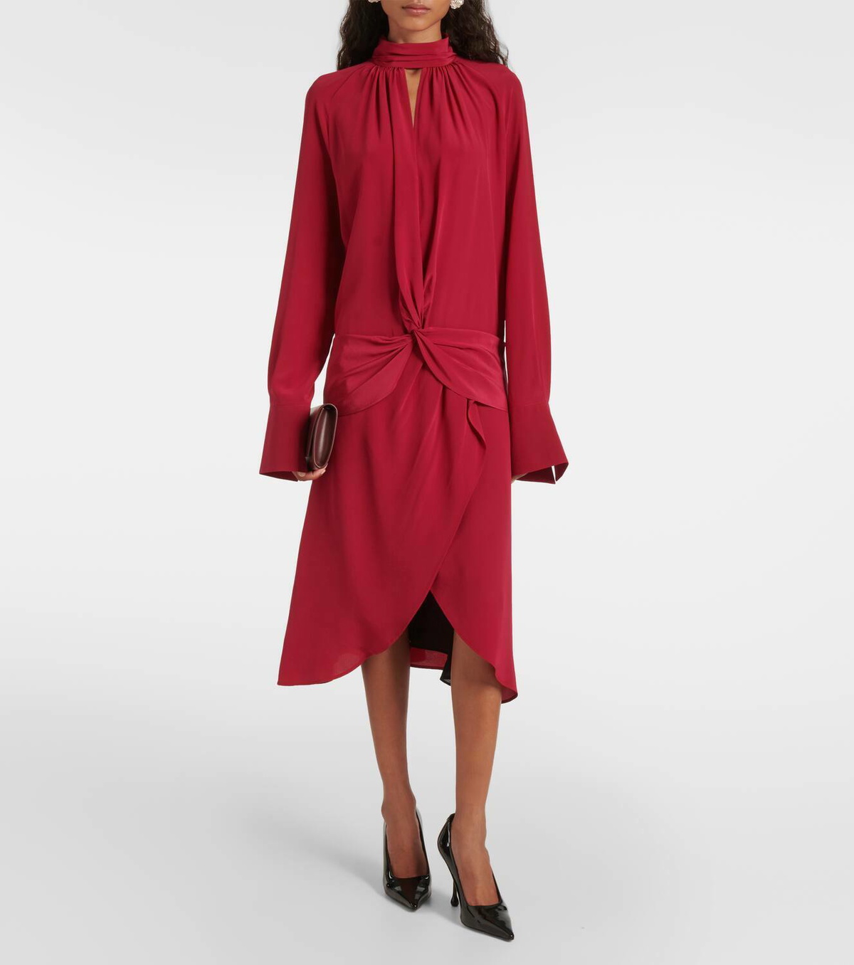 NINA RICCI ワンピース Gathered silk crepe midi dress945618 Nina Ricci Gathered silk crêpe midi dress Nina Ricci