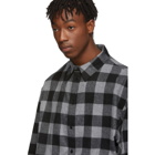 Balenciaga Grey and Black Flannel Flap Long Sleeve Shirt