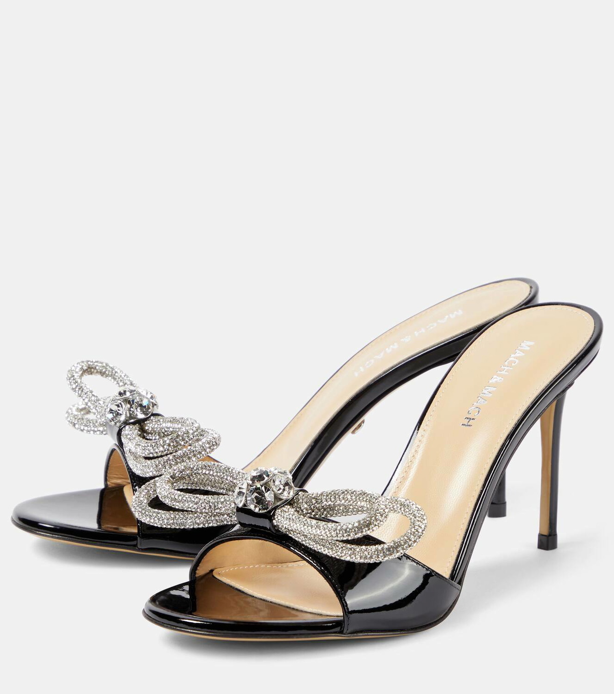 Mach And Mach Double Bow Patent Leather Mules Mach And Mach