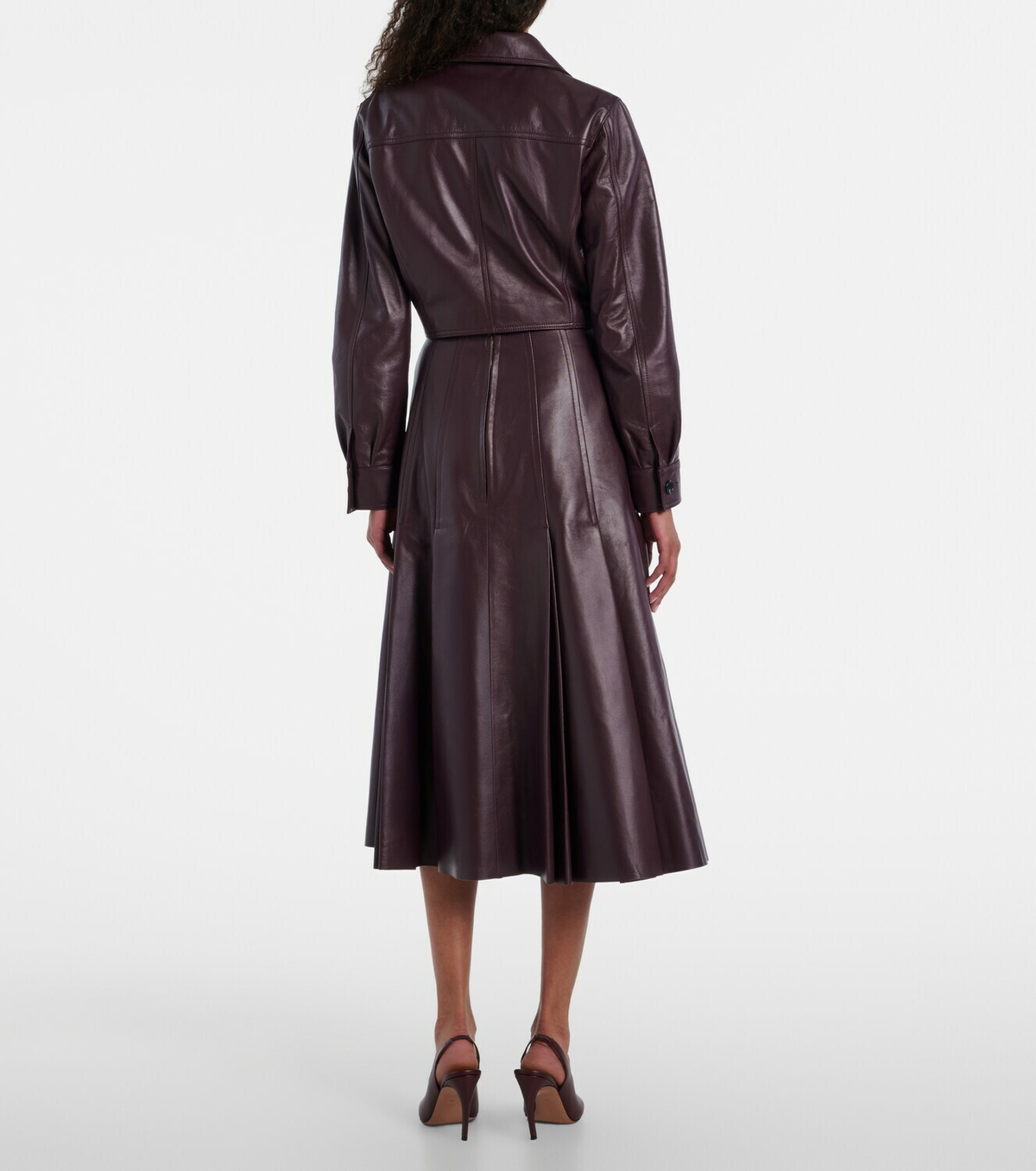 Emilia Wickstead Kensie high-rise leather midi skirt