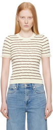 rag & bone Beige & Brown Chiara Stripe Crew T-shirt