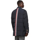 Thom Browne Navy Down Oversized RWB Stripe Sack Jacket