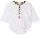 Burberry Baby White & Beige Vintage Check Bertie Bodysuit Set