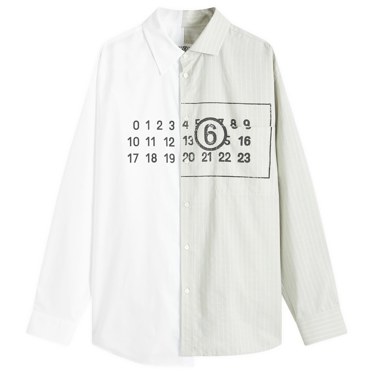 MM6 Maison Margiela Men's Split Number Logo Shirt in White/Iguana