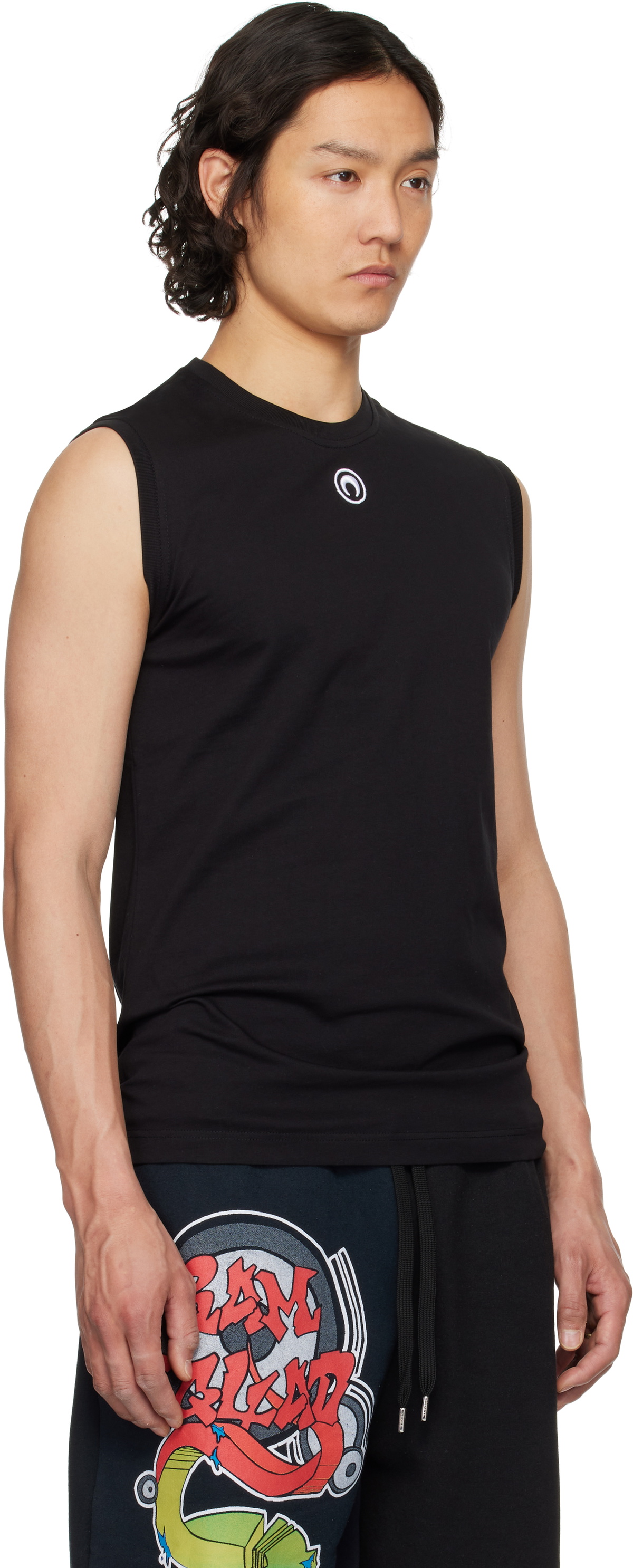 Marine Serre Black Moon Logo Jersey Sleeveless T-shirt