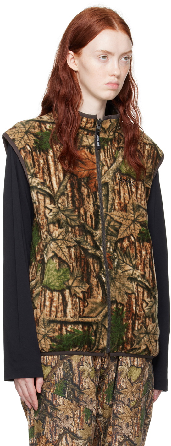Gramicci Khaki Stand Collar Reversible Vest