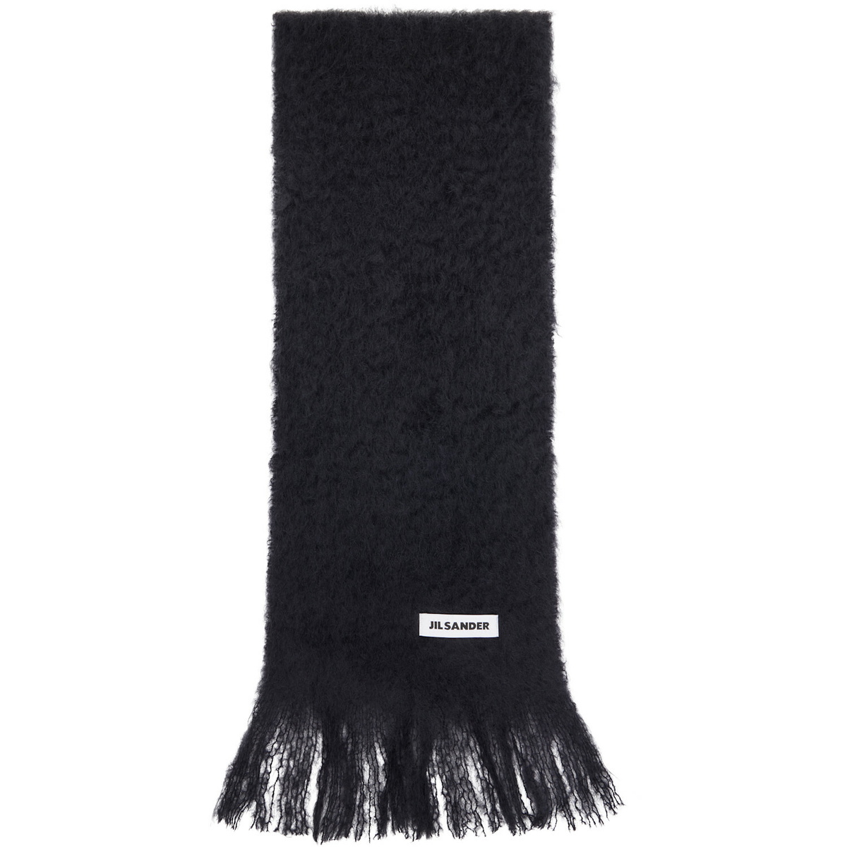 Jil Sander Black Plain Mohair Wool Scarf
